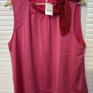 J. Crew Vibrant Pink Blouse with Red Accent